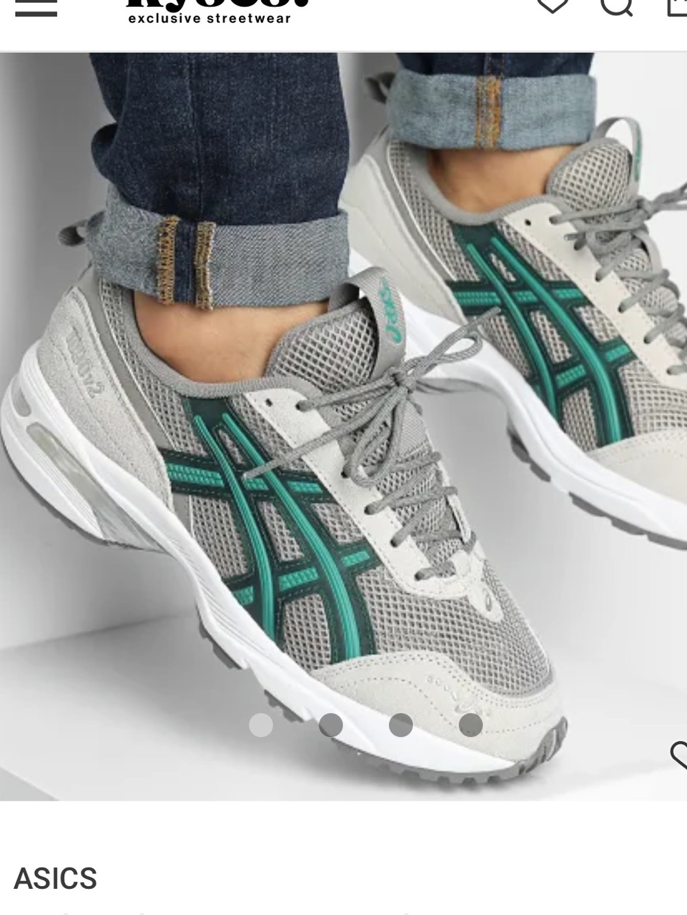 Asics Grey Mesh Sneakers with Green Stripes Sz 10.5
